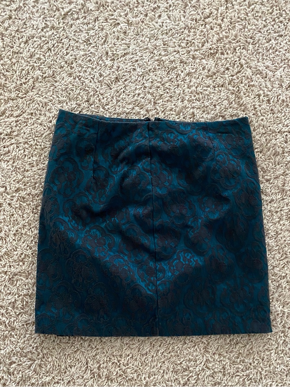 Forever 21 Teal and Black Jacquard Mini Skirt